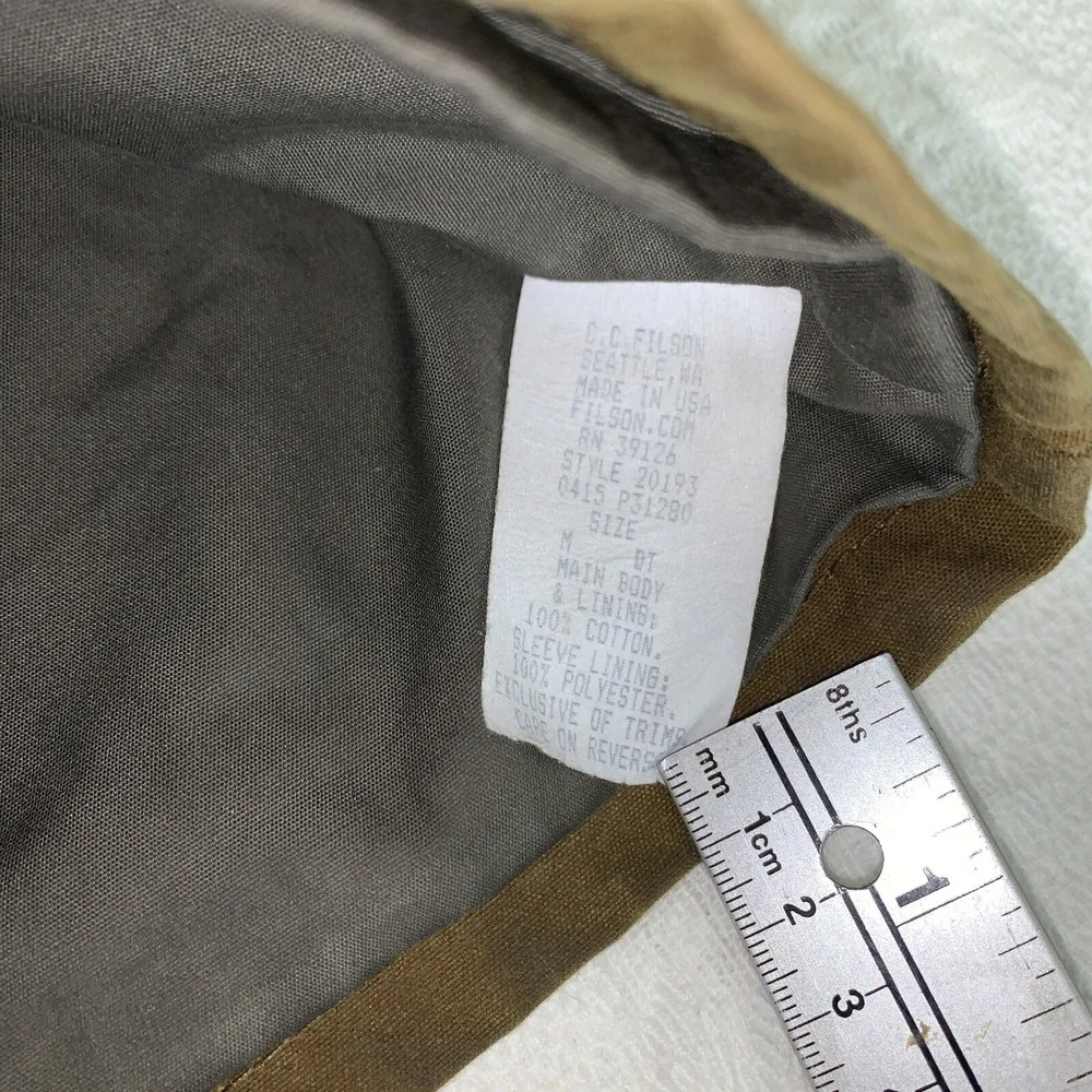 vtg Filson Tin Cloth Upland Game Field Jacket USA Made Size Medium Rear Pocket - Picture 9 of 13